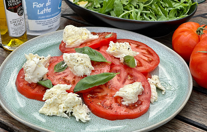 You are currently viewing Adelaide Tomato, Fior Di Latte Mozzarella & Basil Salad