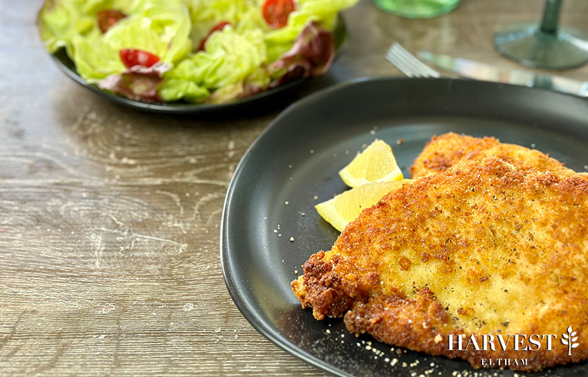 You are currently viewing Chicken Schnitzel & Simple Salad with Balsamic Dressing